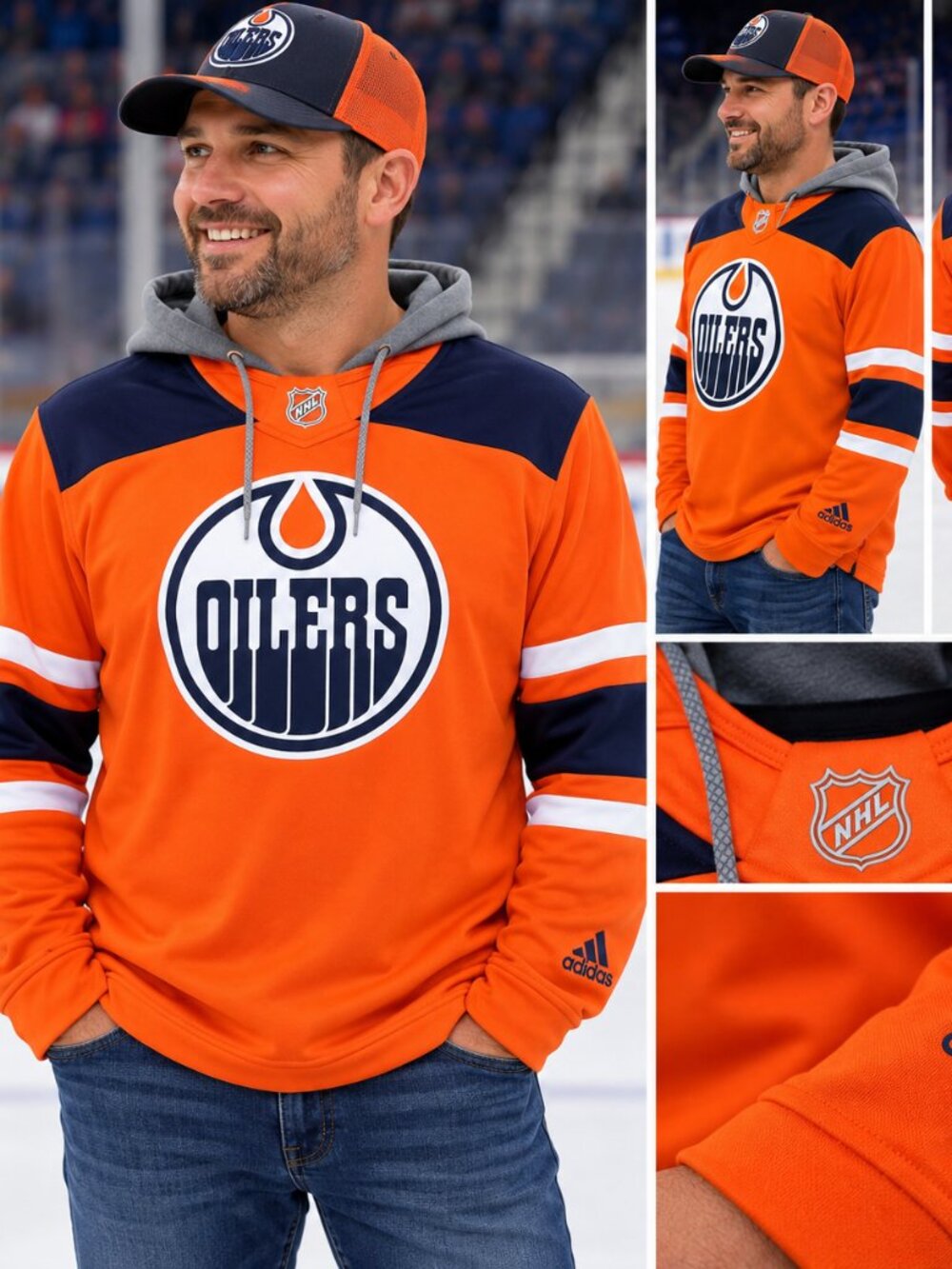 ADIDAS EDMONTON OILERS NHL HOCKEY HOODIE – MEN'S MEDIUM